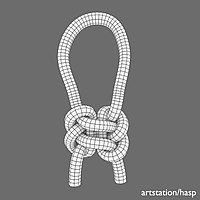 Very symmetrical flat lanyard knot[1] Двупрядный талрепный узел состоит из 2х простых У[1]. [abok 254]