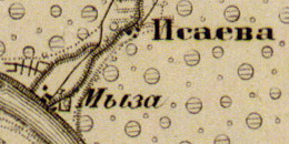 Деревня Исаево на карте 1863 года