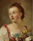 Молодая девушка с букетом цветов, частное собрание.