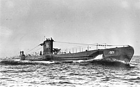 U-36 в море в 1936 году: видно номер лодки на ходовой рубке и корпусе. В дальнейшем, с нарастанием напряжения в боевых действиях, он был стёрт.