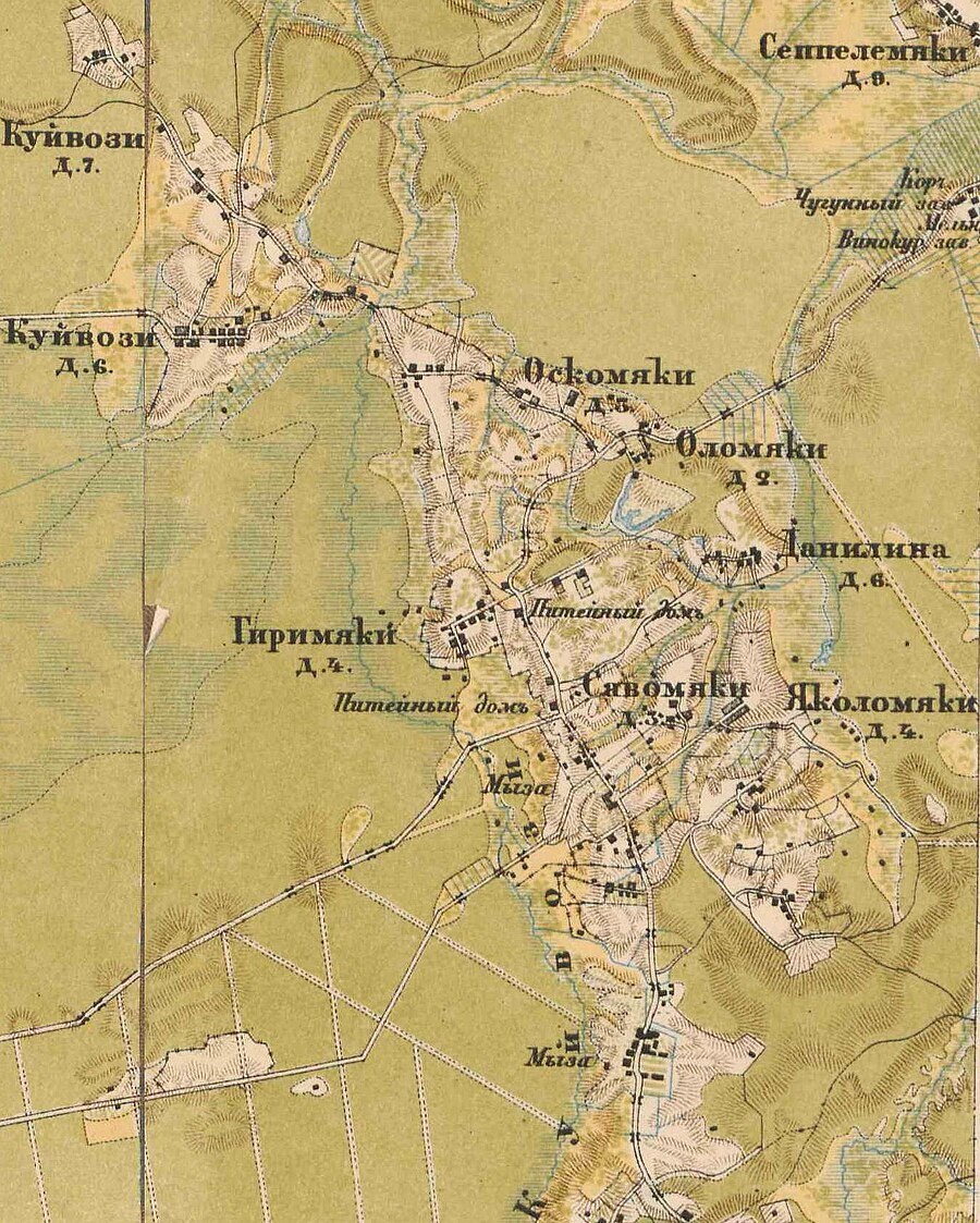 План деревни Куйвози. 1885 год