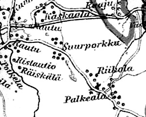 Деревня Суурпоркку на финской карте 1923 года