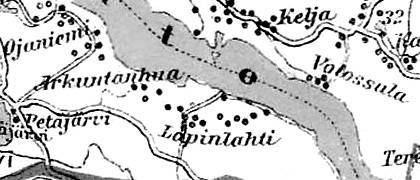 Деревня Лапинлахти на финской карте 1923 года