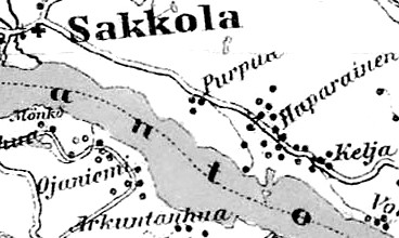 Деревня Хапарайнен на финской карте 1923 года