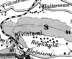 Деревня Рёюккюля на финской карте 1923 года