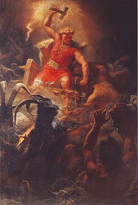 Битва Тора с великанами, худ. Мортен Эскиль Винге (1872 год)