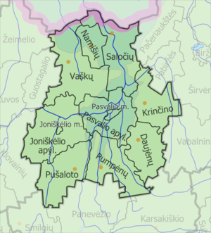 Пасвальское районное самоуправление на карте