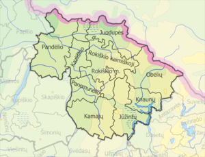 Рокишкское районное самоуправление на карте