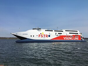 Скоростной паром Express в новой корпоративной раскраске Viking Line