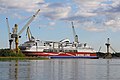 Строительство Viking Grace на верфи STX Europe, Турку, Финляндия.