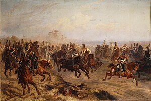 Преследование конногвардейцами французских конных егерей под Полоцком 6 августа 1812 года. Чирка Ф.А., 1890 г.