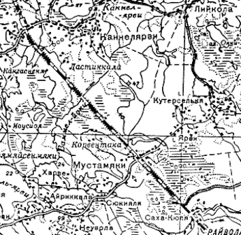 Деревня Неувола на карте Генштаба Красной армии. 1942 год