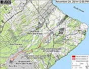 Карта излияний лавы 2014 года