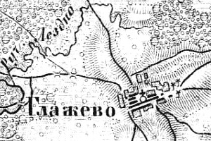Село Глажево на карте 1915 года