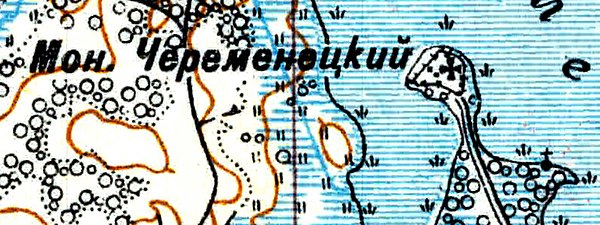 Череменецкий монастырь на карте 1926 года