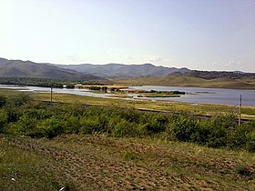 Вид на западную часть озера с Кяхтинского тракта летом 2012 года