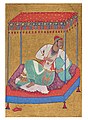 Парижский художник. Портрет ахмаднагарского султана, отдыхающего на тахте. Ахмаднагар, 1565-95, Библиотека Рампур Раза.