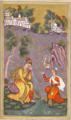 Шахджи изливает поток слёз, подумав, что Махджи - это иллюзия в его сердце. "Пем Нем", Рука В, ок.1610, Британская Библиотека