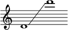 
\new Staff 
  \with { 
    \omit TimeSignature 
    \omit BarLine
  }
{
\clef treble
d'1\glissando d'''
}
