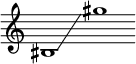 
\new Staff 
  \with { 
    \omit TimeSignature 
    \omit BarLine
  }
{
\clef treble
bis1\glissando gis''
}
