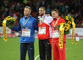 Кудрявцев (справа) на чемпионате Европы 2014 года