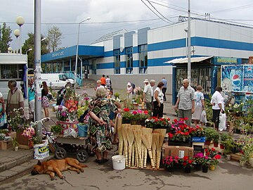 Вход на станцию со стороны автостанции и рынка